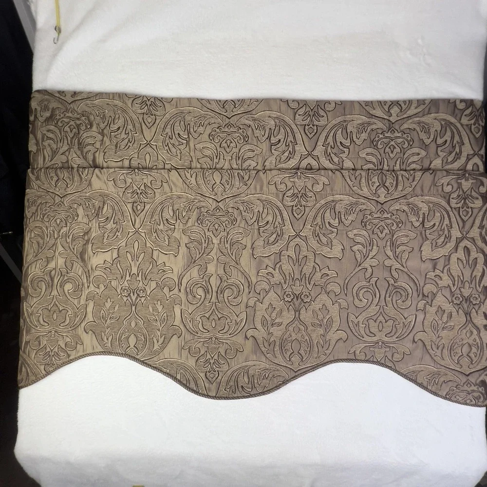 Chris‎ Madden Scalloped Valance Beige Floral Textured Curtain Made To Measure